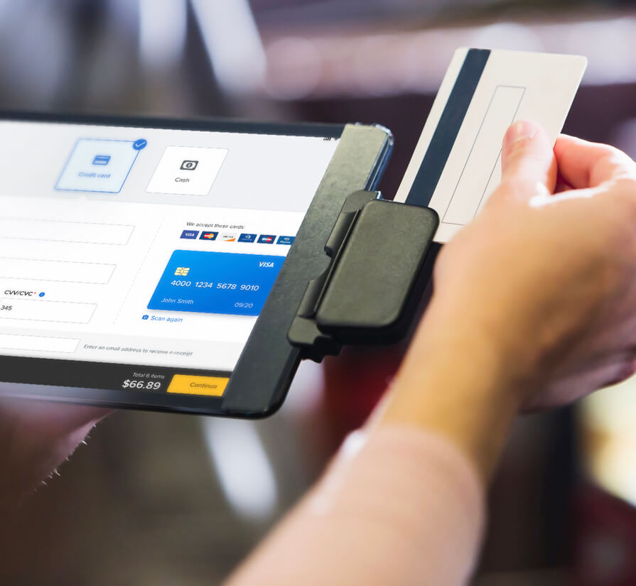 taking credit card payment on tablet