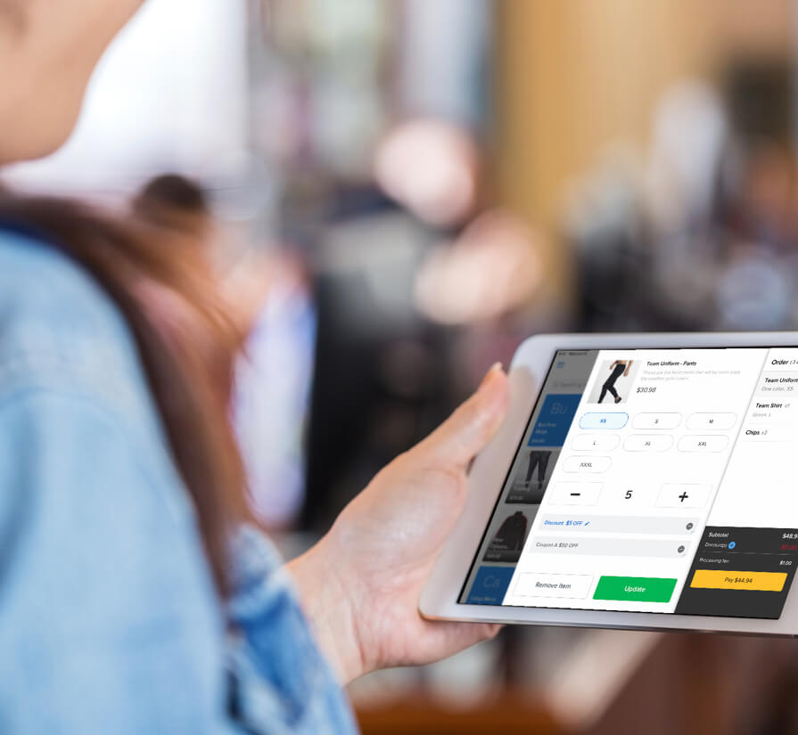 purchase being made via tablet