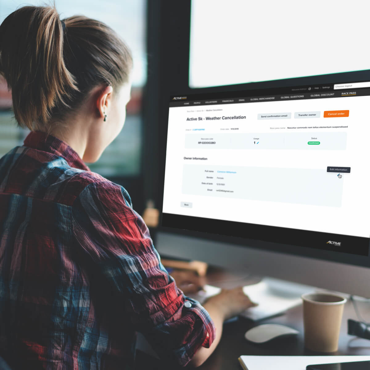 women on computer creating race pass