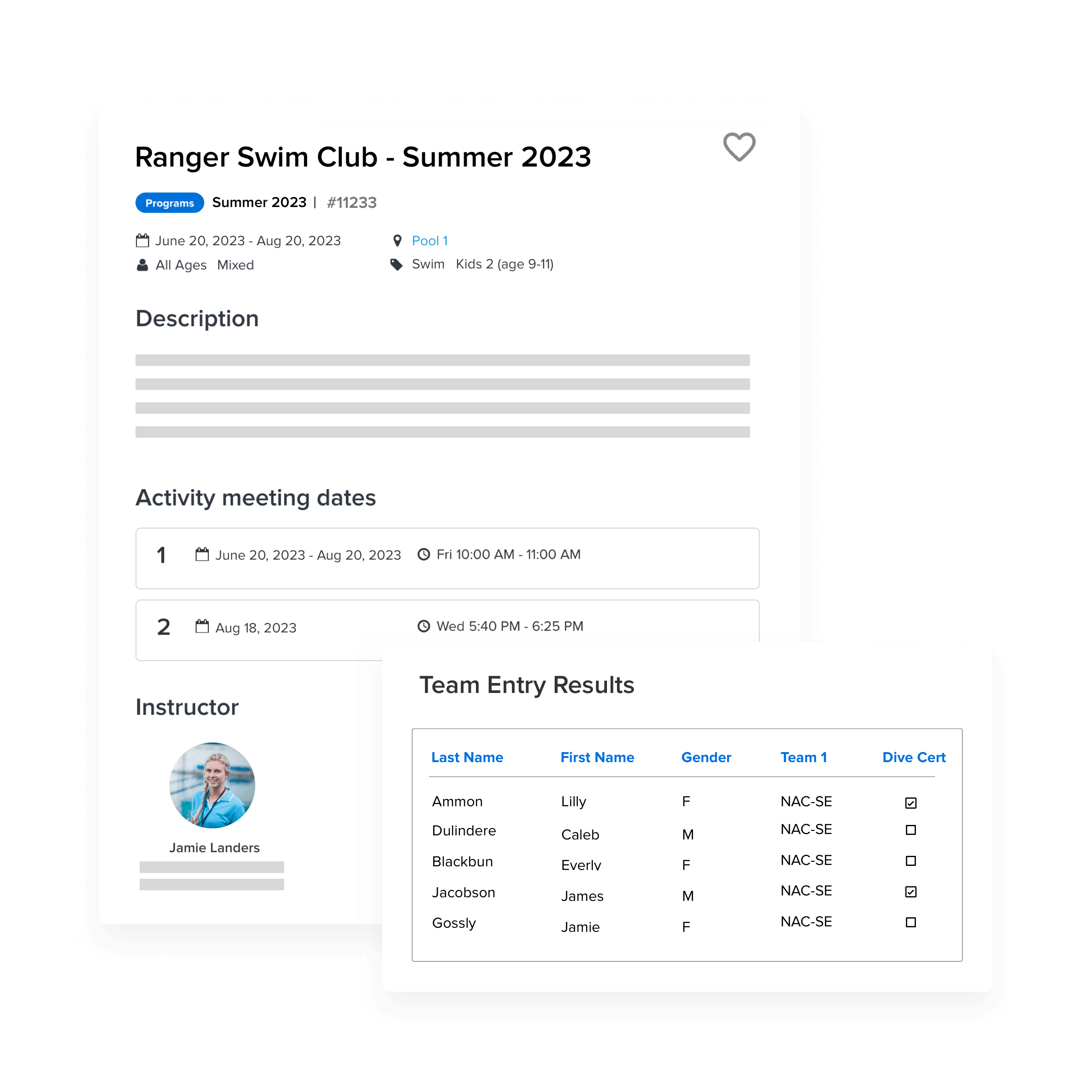 manage results, registration and attendance