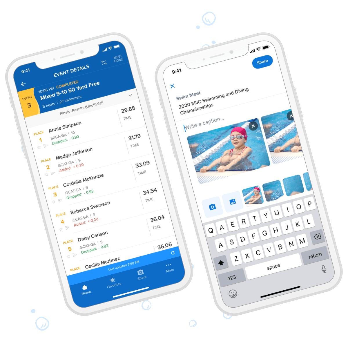 results and sharing within meet mobile